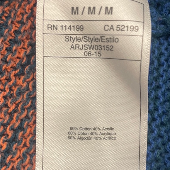 ROXY Yuma blue pink multicolor knit kangaroo pocket pullover hoodie Sz M - Picture 7 of 11